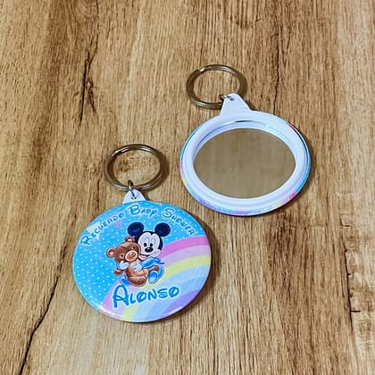 Chapita Llavero Espejo 5,8 cm Personalizable