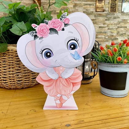 Figura Elefante Niña Con Soporte