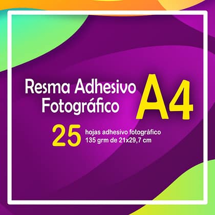 Resma Papel Fotográfico Adhesivo A4 - 25 hj