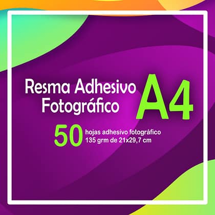 Resma Papel Fotográfico Adhesivo A4 - 50 hj